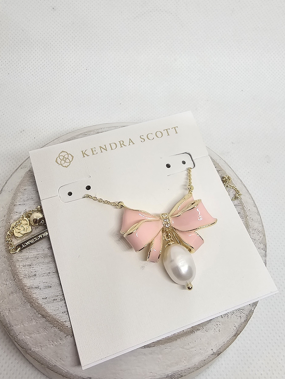 Kendra Scott x LoveShackFancy Pink Bow & Pearl Necklace